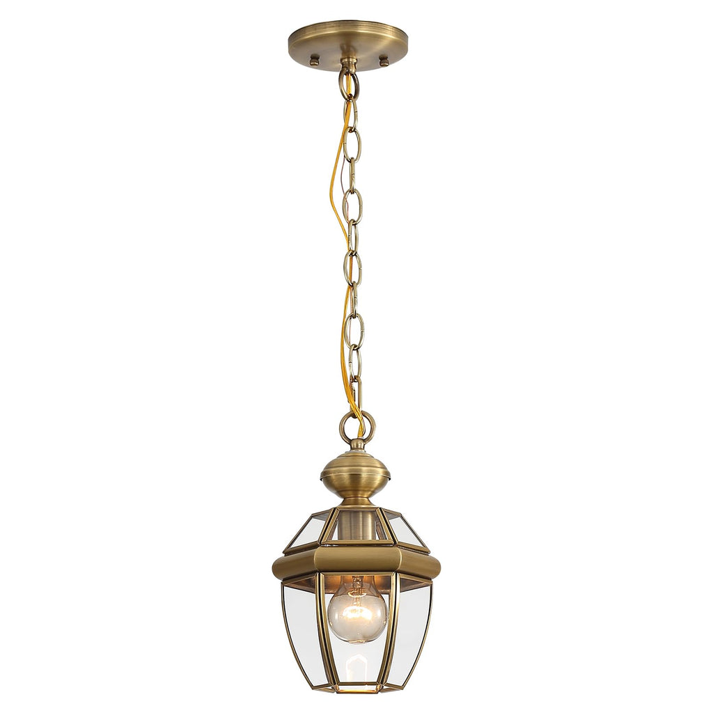 Solid Brass Outdoor Pendant Light, Antique Brass