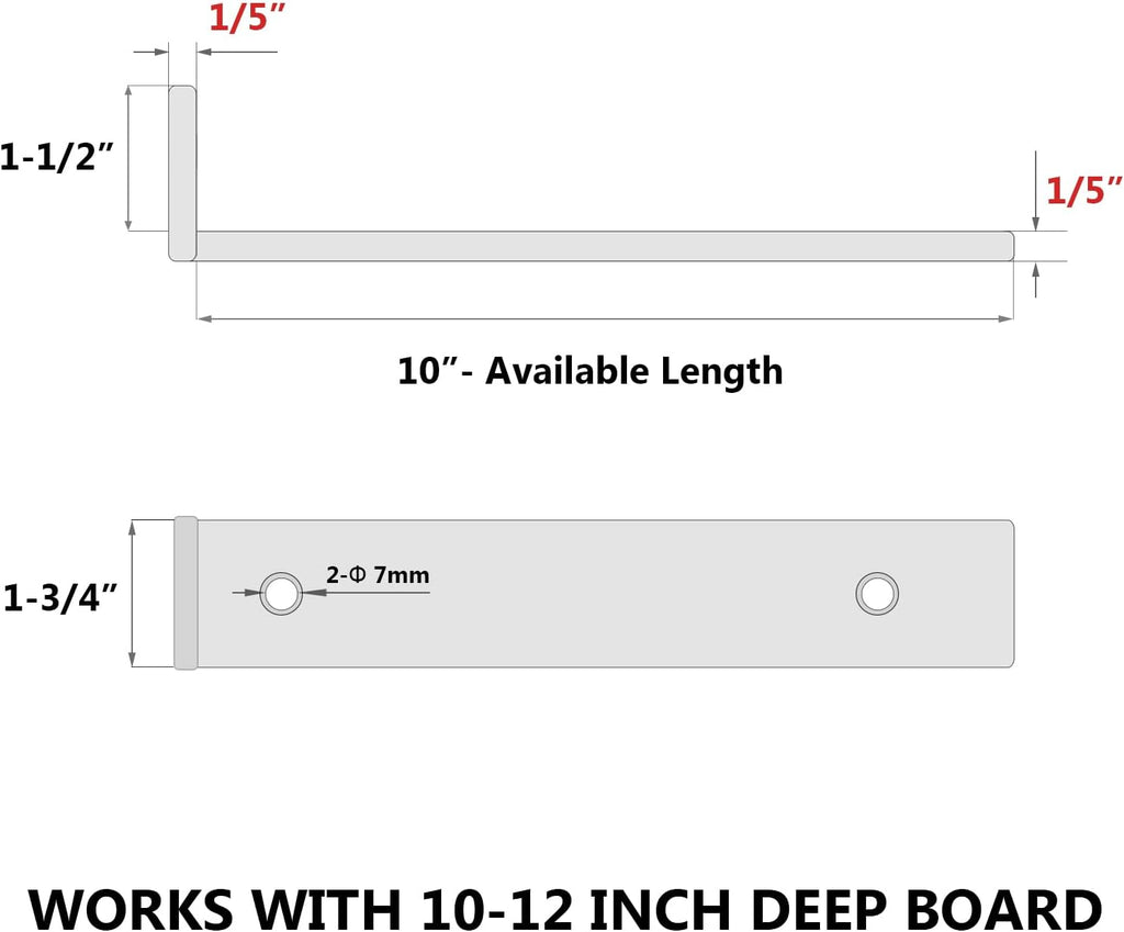 10 Inch Floating Shelf Brackets, Heavy Duty Hidden Bracket for Wall, Mantel, Bookshelves, Black Powder Coated Steel