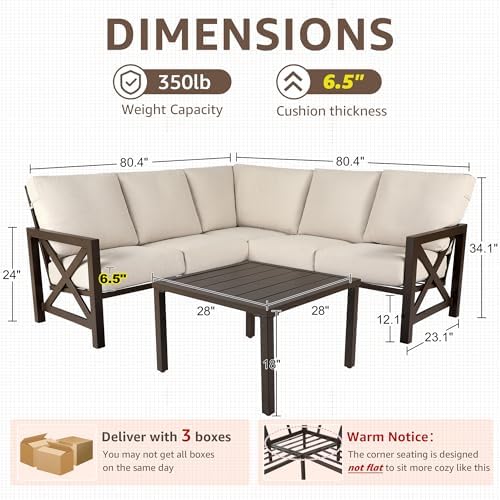 6-Piece Metal Outdoor Patio Furniture Set for Patio, Garden & Porch