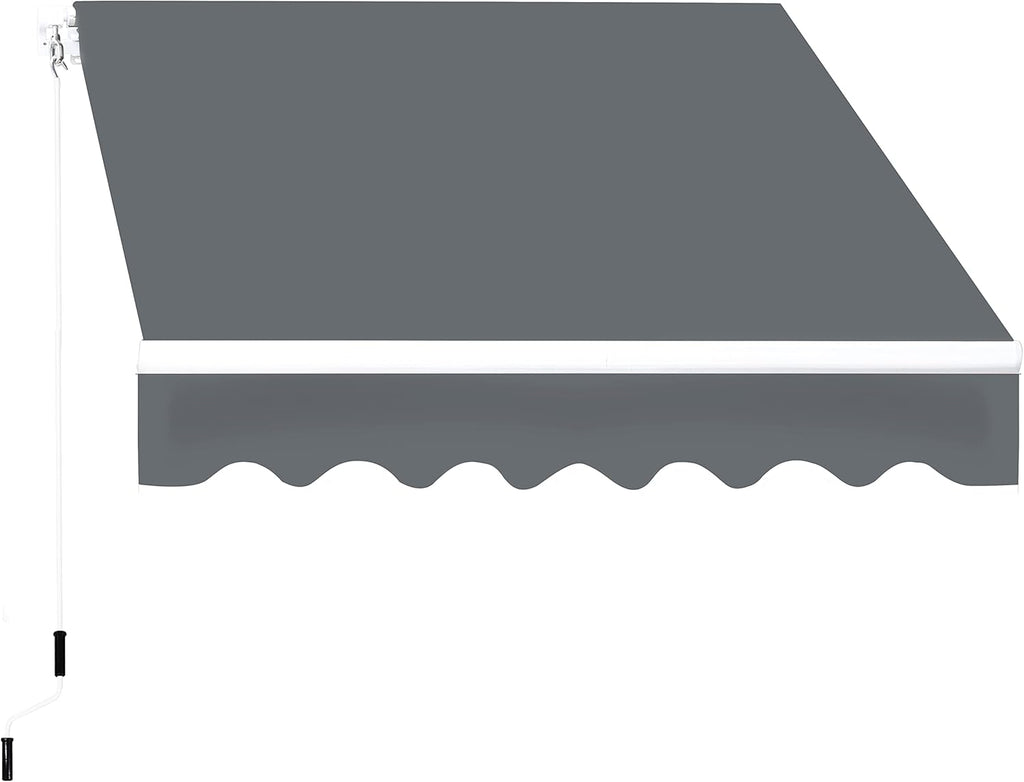 12' x 10' Awnings , Retractable Awning with Adjustable Canopy, Aluminum Frame, Manual Patio Awning Sun Shade Shelter