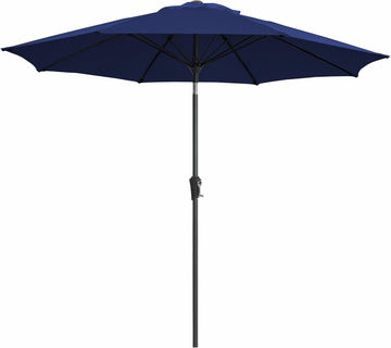9FT Outdoor Patio Umbrella,Market Table Umbrella with 8 Fiberglass Ribs, Pool Umbrella with Tilt and Crank - Navy