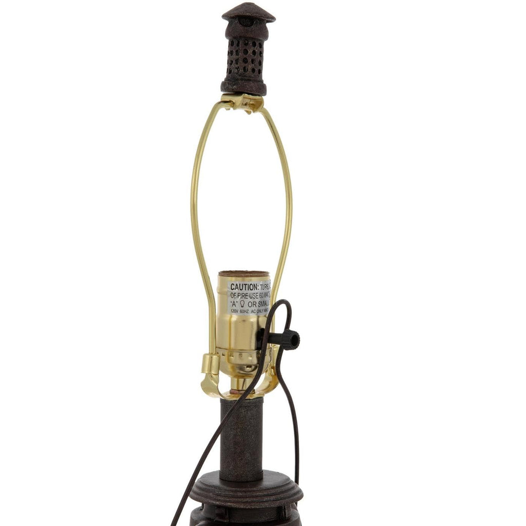 Antique Lantern Table Lamp, 22 Inch, Rustic Brown