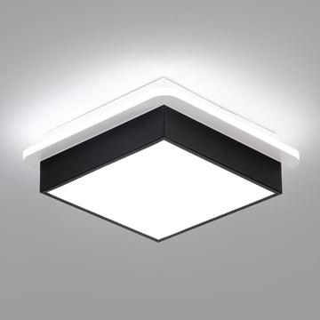 Modern Led Ceiling Light, 6000K Small Flush Mount Ceiling Light Fixture, Square Black Hallway Lighting Fixtures