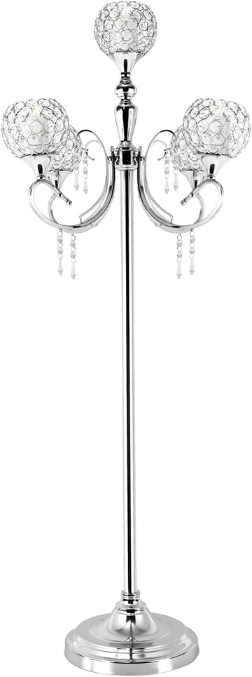 Silver Candelabra,49'' Tall Candelabra Floor Candle Holders,5 Arm Candelabra Candle Holder Centerpiece Decorations