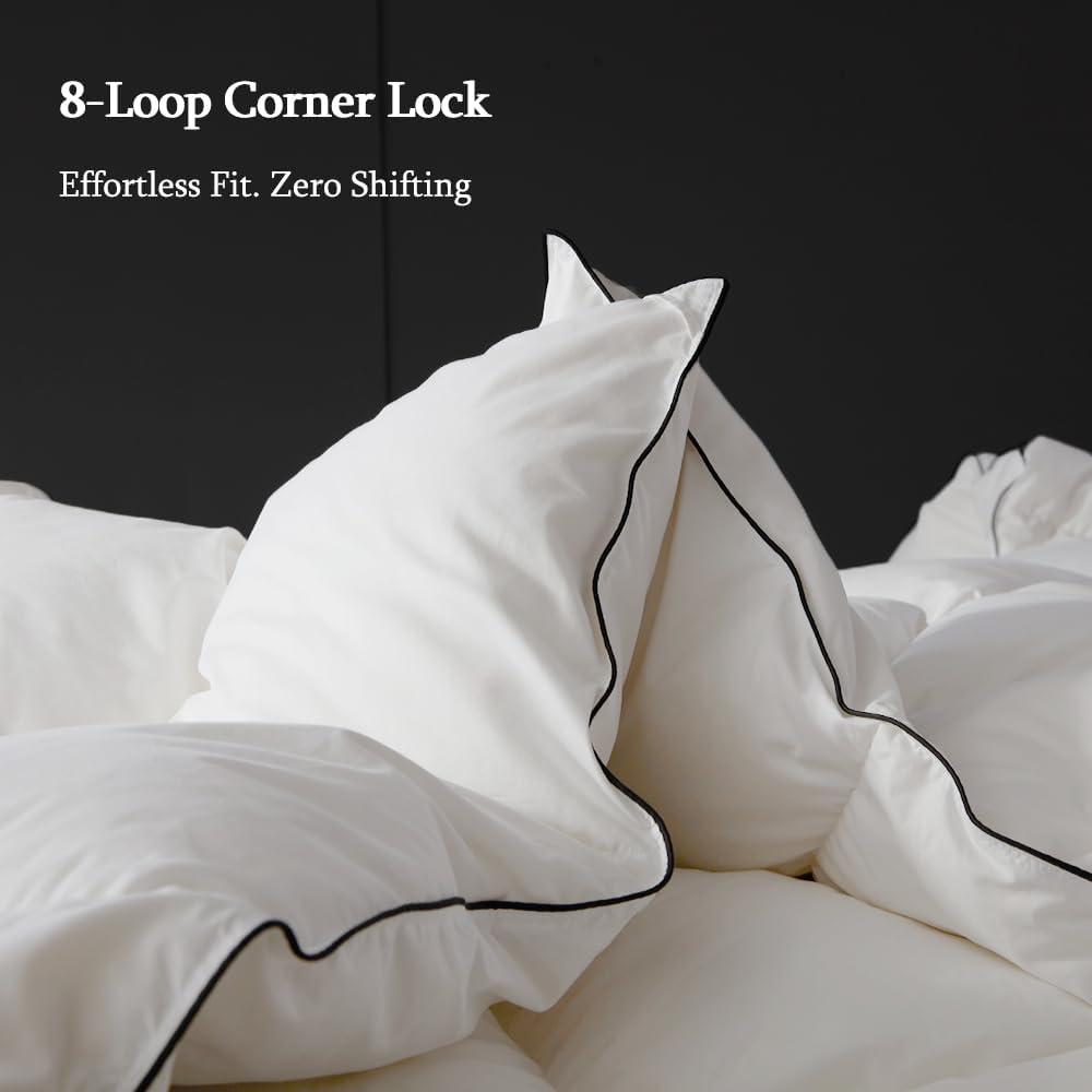 King Down Comforter,All-Season Duvet Insert with 8 Loops,Noiseless Luxury Comforter,White,106x90 inc