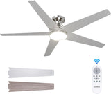 Ceiling Fans with Lights, 52 inch Low Profile Ceiling Fan with Light and Remote Control, Flush Mount, Reversible, 3CCT, Dimmable, Noiseless, Nickel Ceiling Fan for Bedroom, Indoor/Outdoor Use A103-B0CLNKVRZW