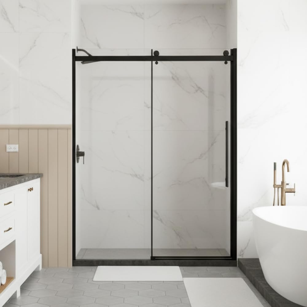 60.in W x 72.in H Frameless Shower Door Single Sliding