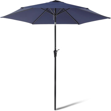 Patio Umbrella with Crank Lift and Push Button Tilt, 10 Foot, Navy