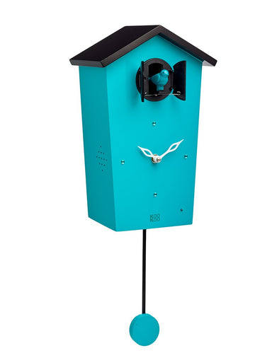 Birdhouse Petrol Limited Edition, Modern Design Cuckoo Clock with 12 Natural Bird Voices or Cuckoo Call