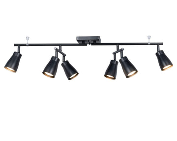 6 Light Modern Industrial Track Lighting Fixtures with Matte Black, Swivel Rotating Bar Ceiling Spotlight Adjustable