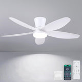 42" Ceiling Fans with Lights-Low Profile Ceiling Fan with Light and Remote/APP Control,Flush Mount,DC Reversible,LED Dimmable Modern Ceiling Fans for Bedroom,Indoor/Outdoor Patio Use(White) A101-B0CZH6X24P