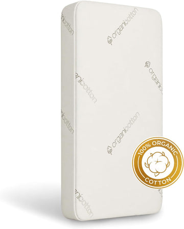 Crib & Toddler Mattress, 100% Organic Cotton Cover, Breathable, Premium Foam Interior, 5'' Thickness Firm, Fits Any