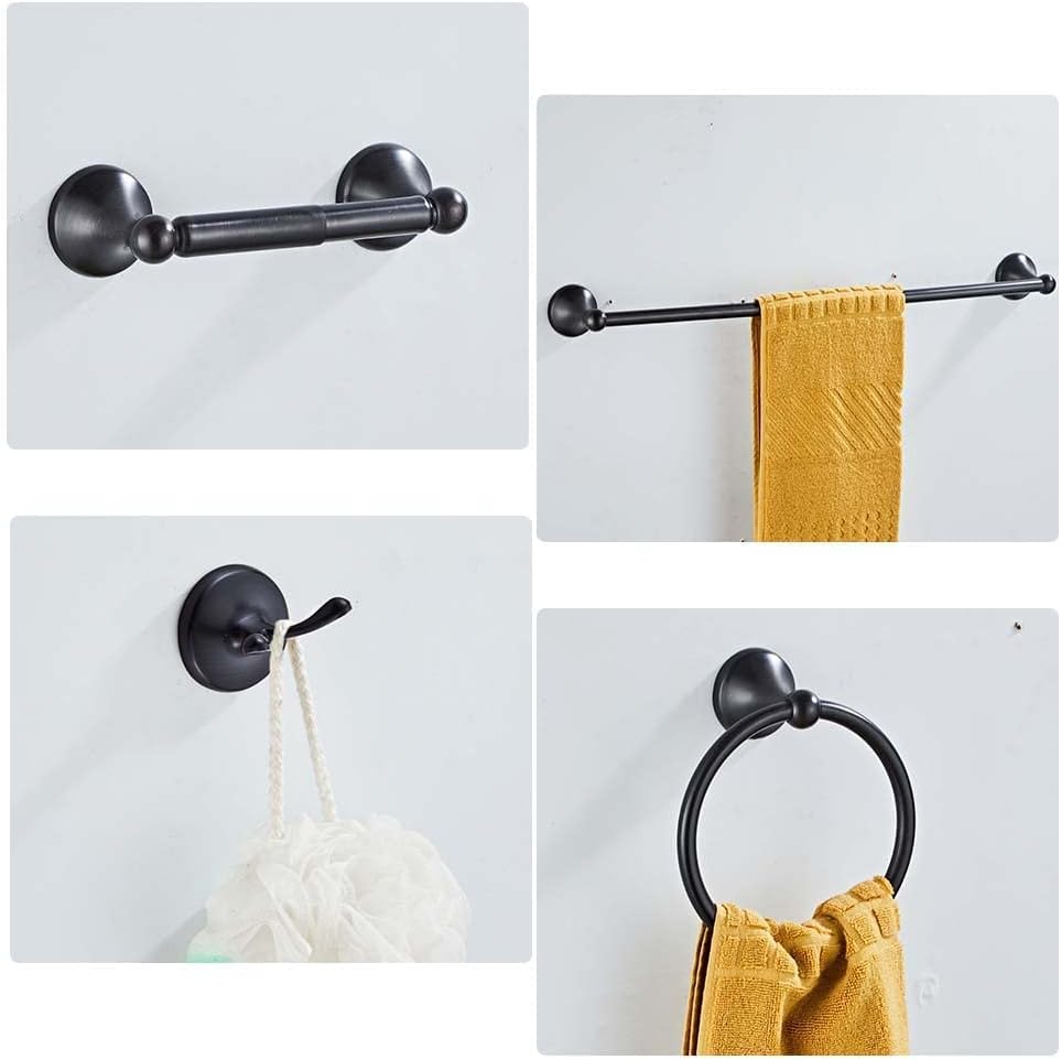 8 Piece Bathroom Accessory Set(Adjustable Towel Bar, Towel Ring, Toilet Paper Holder,Towel Robe Hook), Wall Mounted