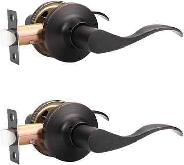 2 Pack Passage Door Lever No Lock, Oil Rubbed Bronze Door Handle Interior