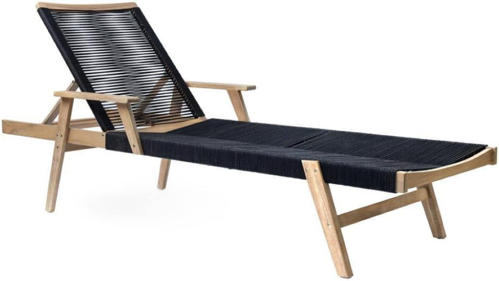 Acacia Wood Outdoor Sun Loungers with High Backrest and Rope Design WH17801