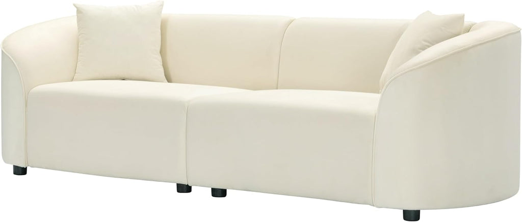 87" Large Couch, Comfy Upholstered Loveseat with Extra Deep Seats, Velvet Sofa Apartment Office, Beige