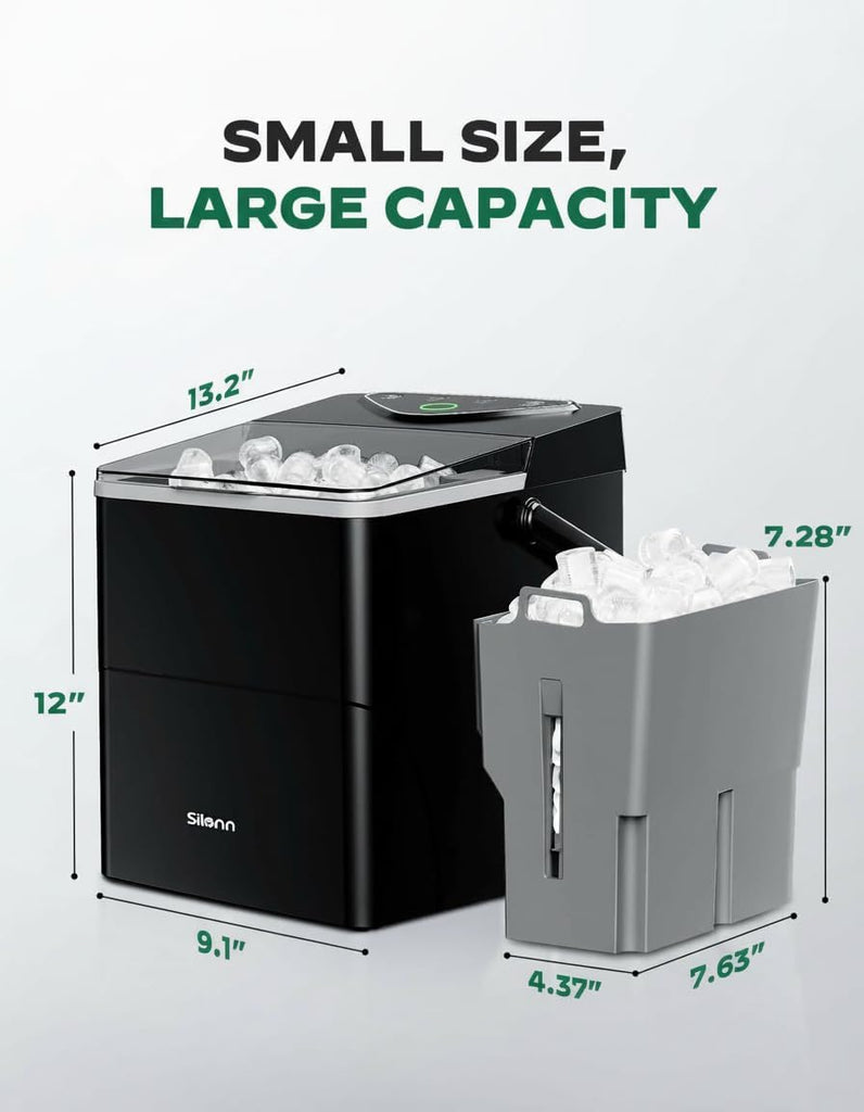 Countertop Ice Maker with Expanding Ice Basket, 9 Cubes in 6 Mins, 2.5L Ice Basket, Self-Cleaning Ice Maker with LED