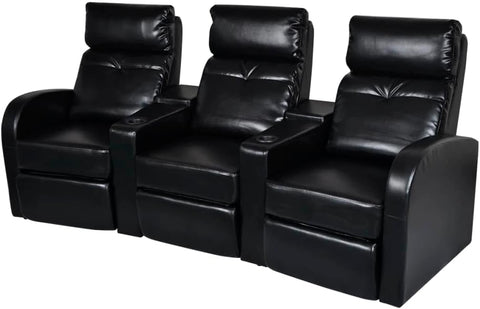 Sofa, 3 Seat Recliner Sofa with Adjustable Backrest, Upholstered Reclining Sofa Home Theater Seating, Modern Style, Black Faux Leather A120-B01N3XALZ3