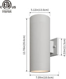 14" Modern Outdoor Porch Light Patio Light in 2 Lights with Aluminum Cylinder and Tempered Glass Cover Waterproof Wall Sconce 2 Pack (Matte Gray) A123-B0DNMYM22N