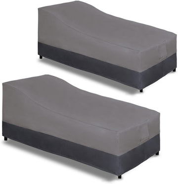 Heavy Duty Outdoor Chaise Lounge Cover, 2 Pack, Gray/Dark Gray - Set of 2