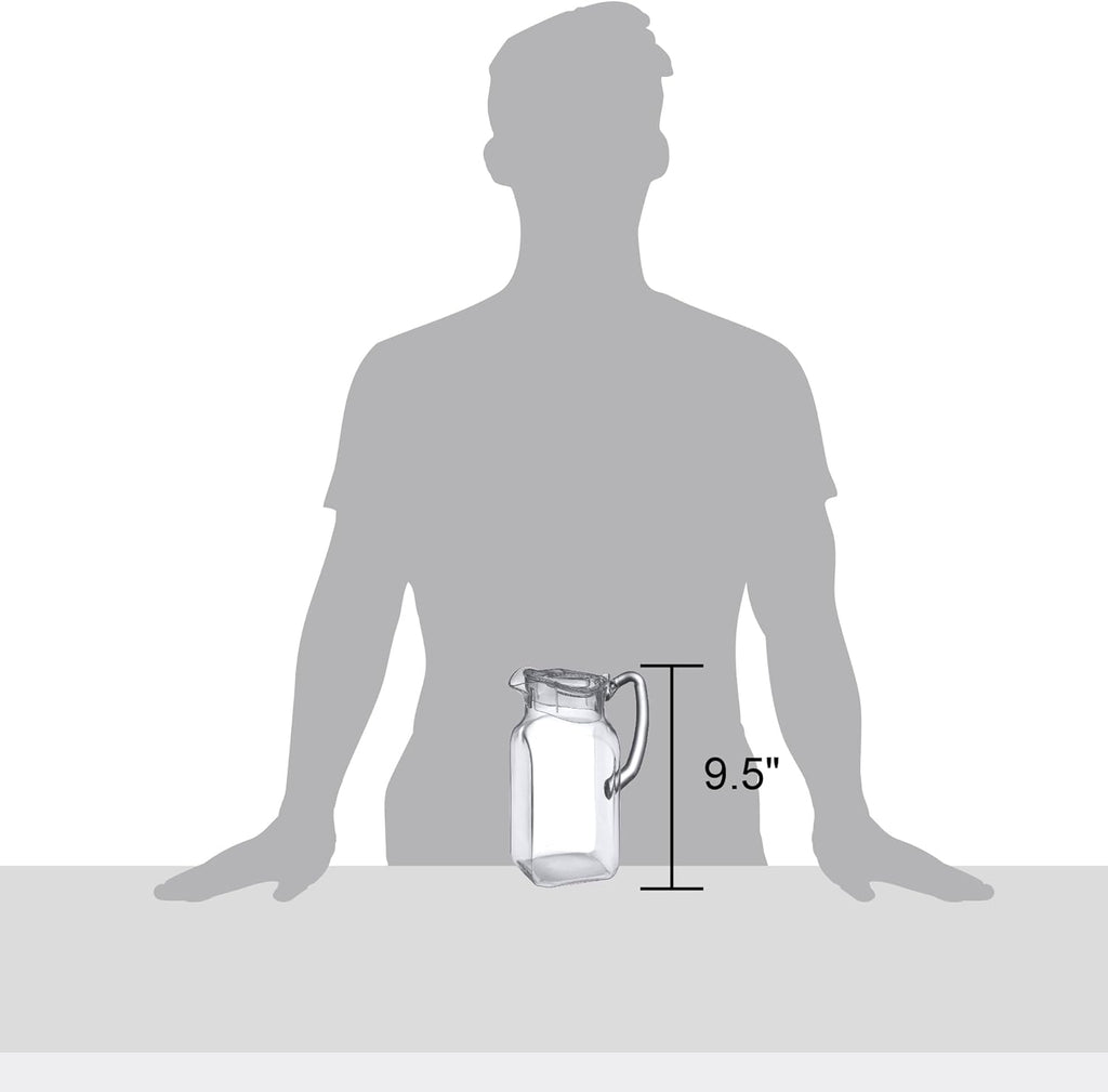 Quadly - Plastic Pitcher (64 oz, 2 Quart), Clear Water Pitcher with Lid, Fridge Jug, BPA-Free, Shatter-Proof, Great