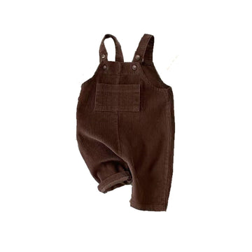 Toddler Baby Corduroy Bib Overalls Boys Girls Solid Sleeveless Suspender