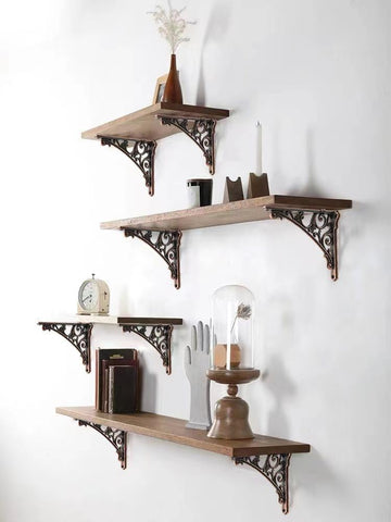Decorative Shelf Bracket 8 inch, Antique Copper Brackets for Shelving, Heavy Duty Vintage, DIY Projects, Hardware