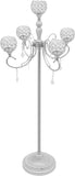 5 Arm Crystal Candelabra Centerpiece,49.2in Tall Floor Candelabra with Crystal Candle Holder Bowl,Silver Centerpiece