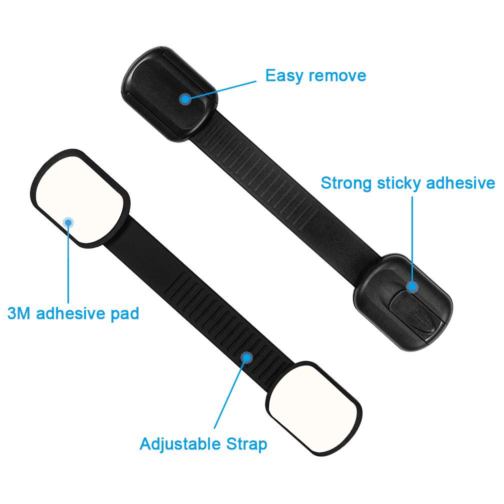 Multi-Use Adhesive Strap Locks for Baby Proofing Cabinets & Drawers
