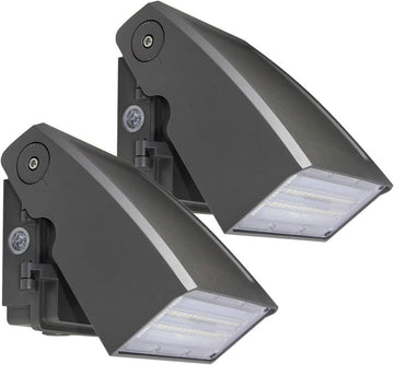2 Pack) 30W LED Wall Pack, Dusk-to-Dawn Photocell, Adjustable Head, Full Cut-Off Security Light, 5000K 3300lm