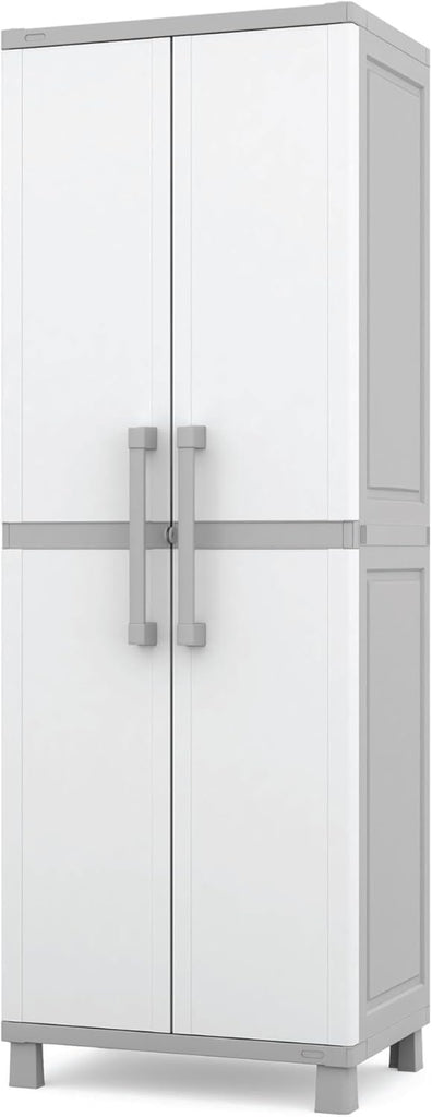 Storage Cabinet with Doors and Shelves for Laundry Room, Garage, Bathroom Accessories, Closet and Home Organization