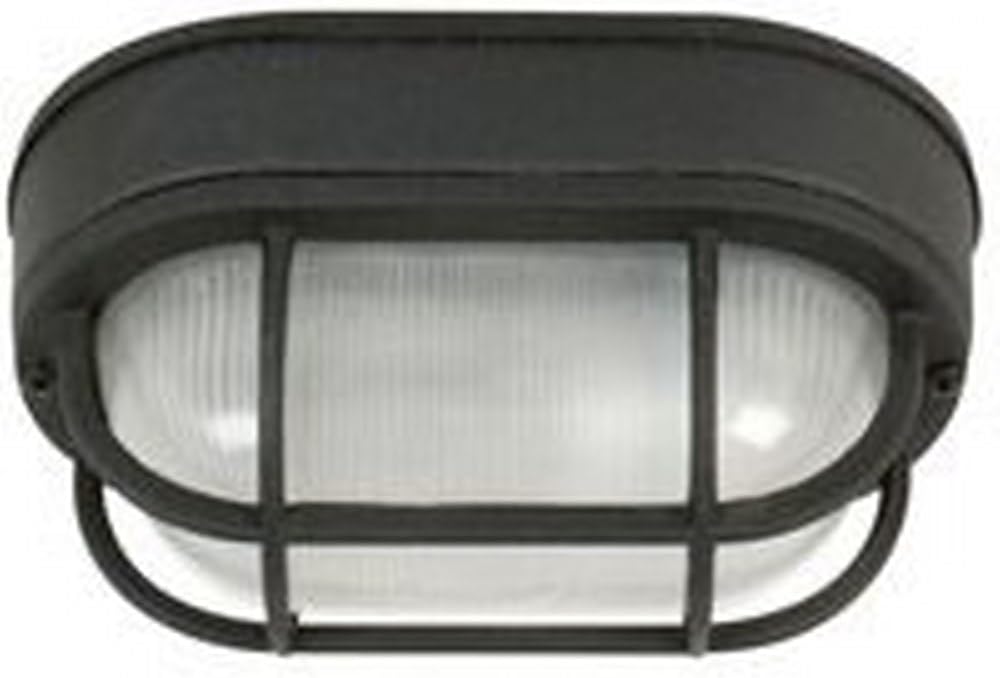 Bulkhead Outdoor Marine Flush Mount Ceiling Lighting, 1-Light 60 Watt (5" W x 9" H), Matte Black