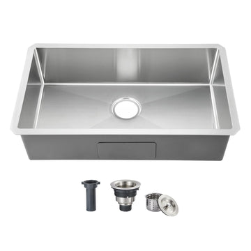 30 Inch Undermount Kitchen Sink Single Bowl, 30"x18"x8", Brushed