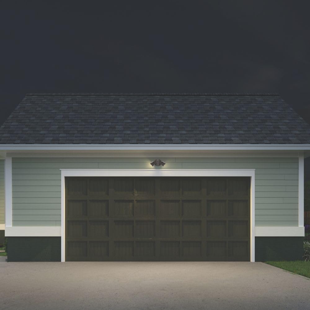 HomeGuard 2-Light LED Outdoor Flood Lights, Dusk to Dawn | Dark Bronze Outdoor LED Lights, Adjustable Lumens, 4000K