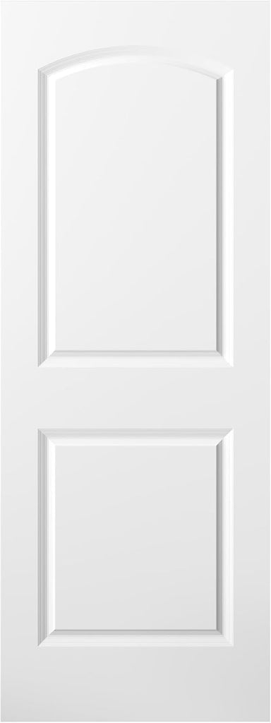 30"x80" Raised 2-Panel White Primed Hollow Core Interior Molded Door Slab with Arch Design, NOT Pre-drilled and NOT Included Hardware, Round Top Smooth Paintable Interior Door