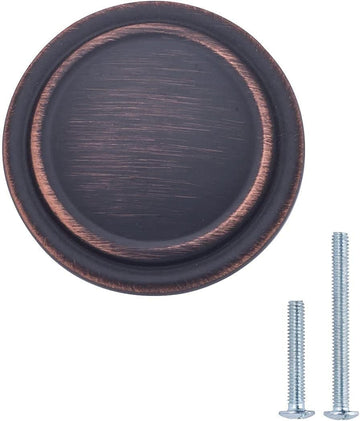 Straight Top Ring Cabinet Knobs and Drawers, 1.25-inch Diameter, Oil Rubbed Bronze, 25-Pack