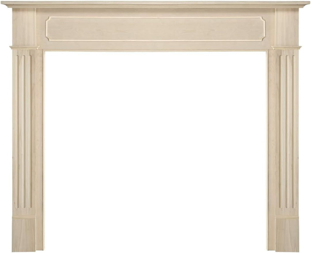 Transitional Styled Wood Mantel Surround, 56"W 42"H, Unfinished