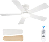 Ceiling Fans with Lights, 42 Inch Low Profile Ceiling Fan with Light And Remote Control, Flush Mount, Reversible, 3CCT, Dimmable, Quiet, White Small Ceiling Fan for Bedroom Indoor/Outdoor Use A103-B0CLNM7VLQ