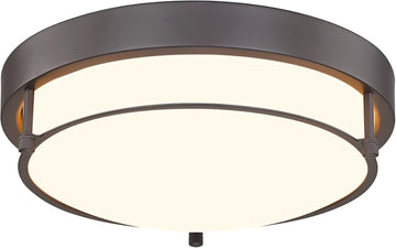 12 inch Flush Mount Ceiling Light, 2-Light Close to Ceiling Light Fixtures with Oil Rubbed Bronze Finish Bedroom