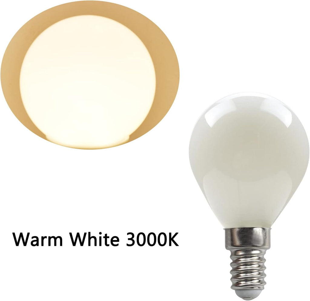 E12 3W LED Light Bulbs G50/G16.5 Globe Light Bulbs 30 Watt Equivalent Warm White 3000K E12 Candelabra Base Glass - Set of 6