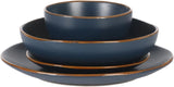 Hazeltine 16-Piece Navy Blue Stoneware Dinnerware Set - Plates and Bowls, Durable Ceramic Kitchen Dinner Set