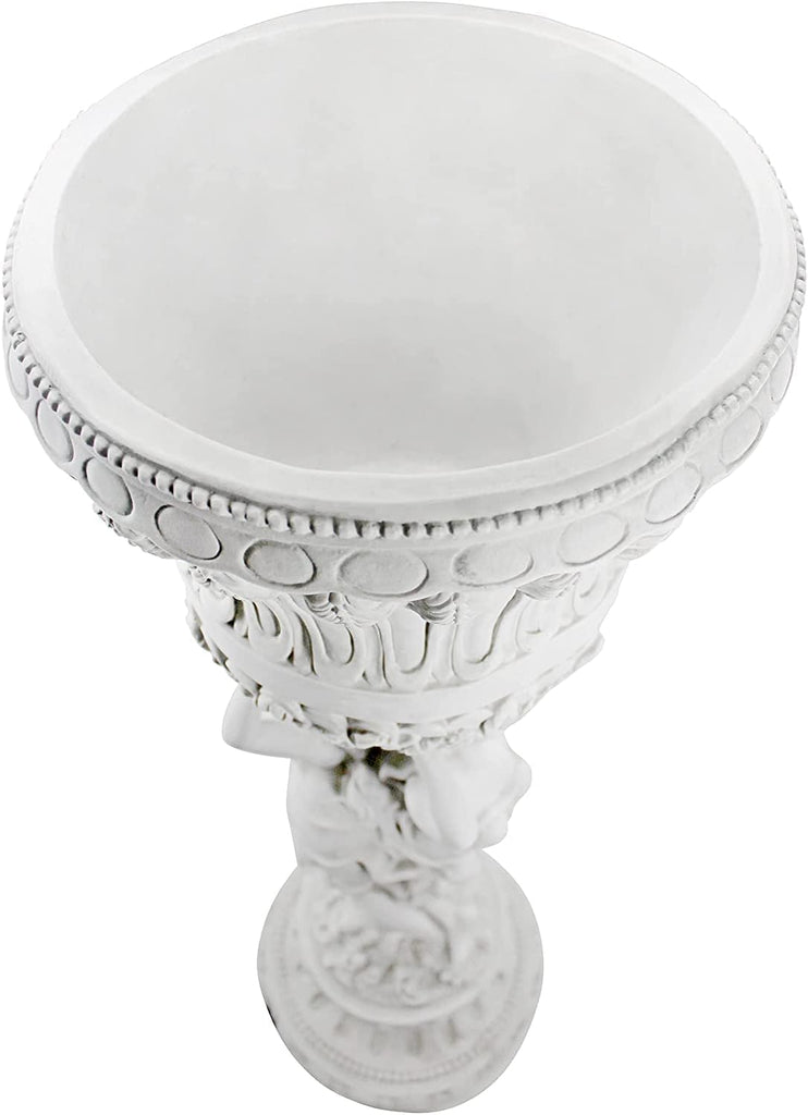 Les Filles Joyeuses Dancing Maidens Pedestal Column Plant Stand with Urn, 36 Inch Tall, Cast Stone Resin, Antique
