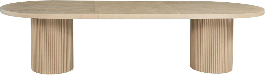 Dobby 90"-123" Extendable Oval Wooden Mid Century Modern Dining Table with Double Pedestal Base, Oval Dining Table