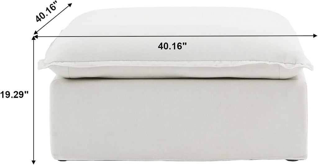 Ottoman Module for Living Room, Cushion Covers Removable, Minimalist Comfy Breathable Ottoman Footstool Paired with Sofa for Living Room Apartment, White