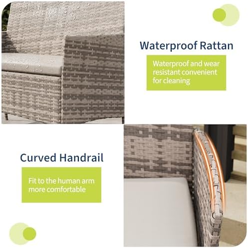 4-Piece PE Rattan Outdoor Patio Furniture Set | Gray All-Weather Resistant for Backyard, Garden & Porch