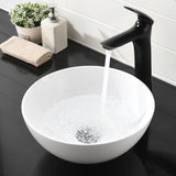 Round Bathroom Sink- VASOYO 13x13 Inch Small Vessel Sink Above Counter Bathroom Vanity Sinks White Porcelain Ceramic