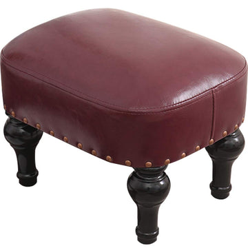 Small Foot Stool Brown Leather Stool Vintage Upholstered Footrest Rubber Wooden Foot Rest Stool Sofa Stool for Foot