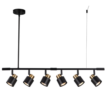 6 Light Track Lighting Kit, Matt Black Brass Finish Adjustable Height with Moden Flush Mount Ceiling Spotlight