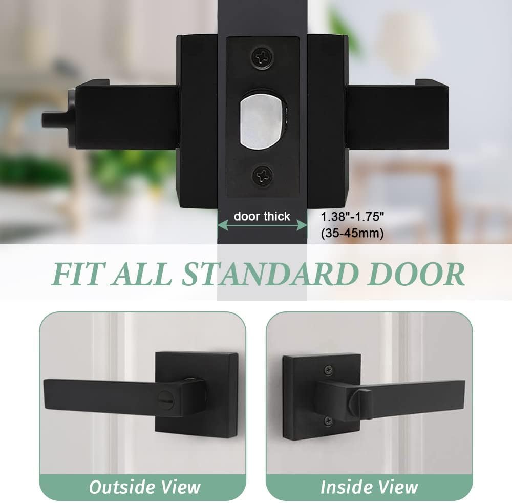 8 Pack Matte Black Door Handles Privacy Door Levers Without Key, Bed and Bath Door Locks Interior Door Knobs