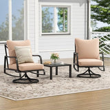 3-Piece Outdoor Patio Furniture Set - Swivel with Thick Cushions for Patio, Garden & Porch